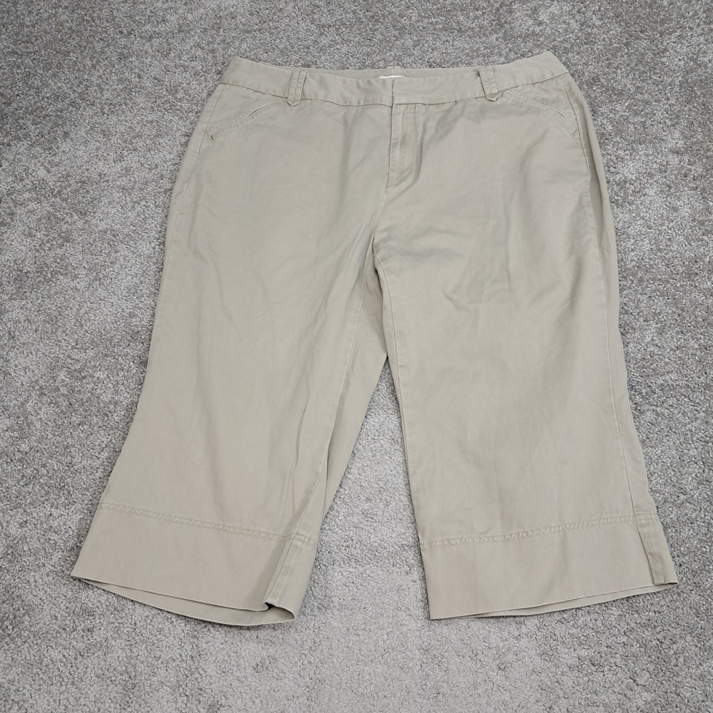 Dockers Woman Khaki Capris 18W Tan Cotton Twill Cropped Pants Chino